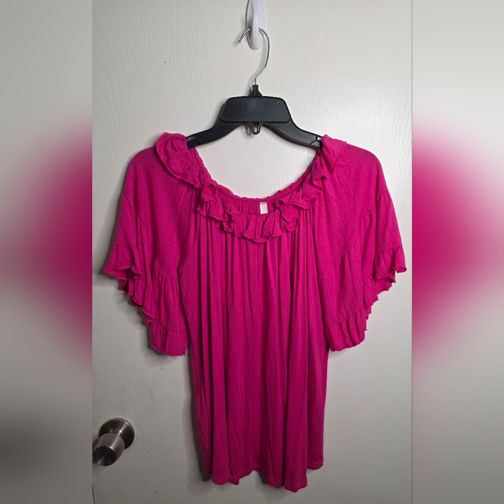 *3 FOR $12* Pink Flutter Sleeve Ruffled Blouse